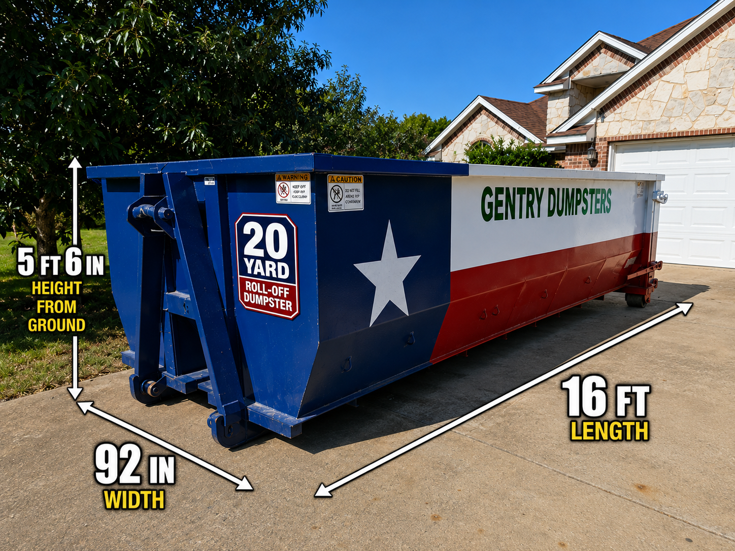 Gentry Dumpster Rentals 20 yard roll-off dumpster